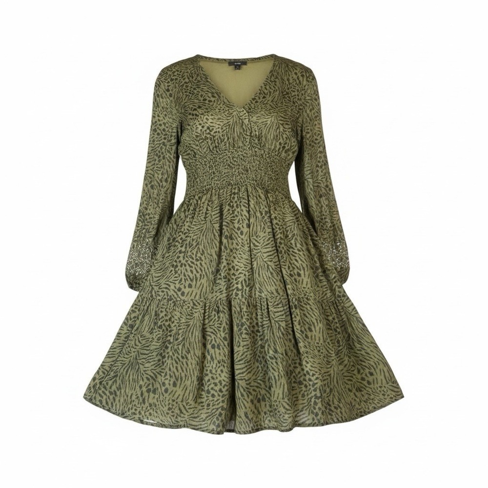 Paige Women's 100% Silk Long Sleeve Dress Green Size Small